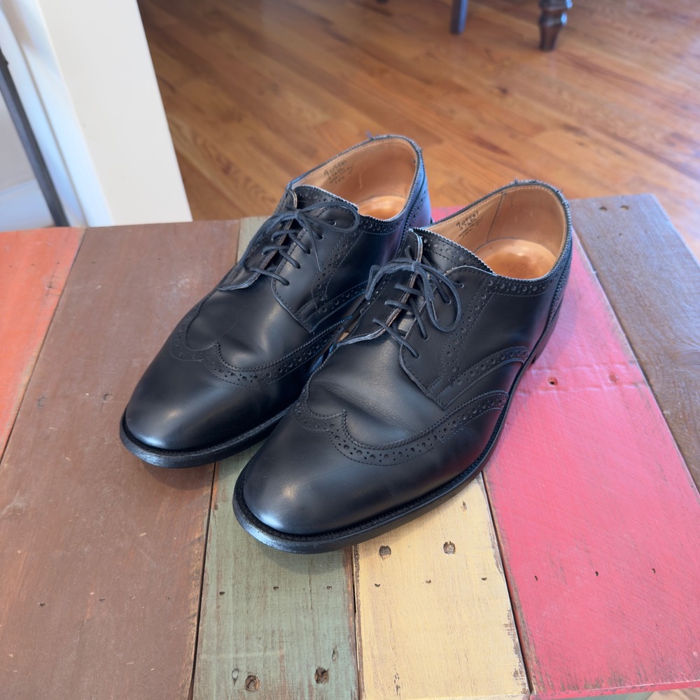 Trickers Whitman Black Leather Wingtip Brogue Derby Shoes Mens 10.5 Made in UK